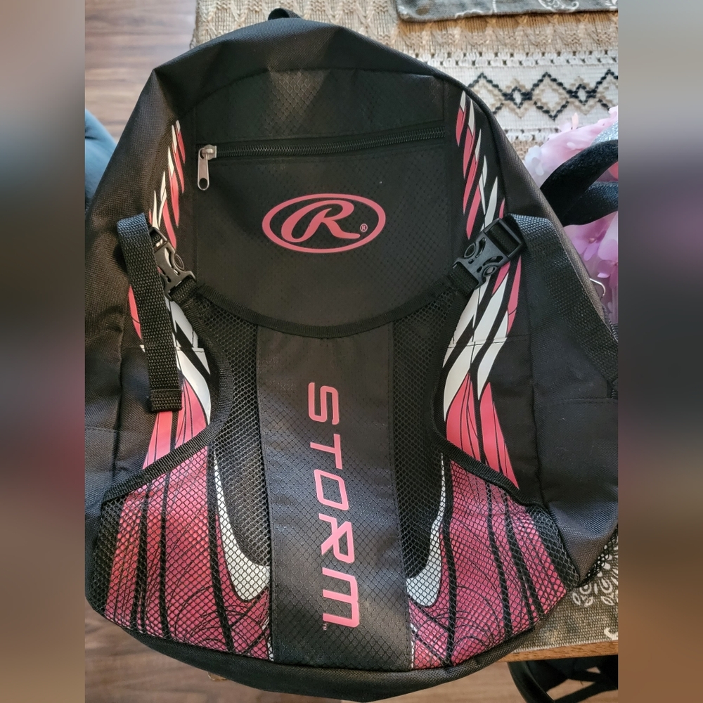 Rawlings Storm SOFTBALL Bag  Black/ Pink With HELMET MESH HOLDER.